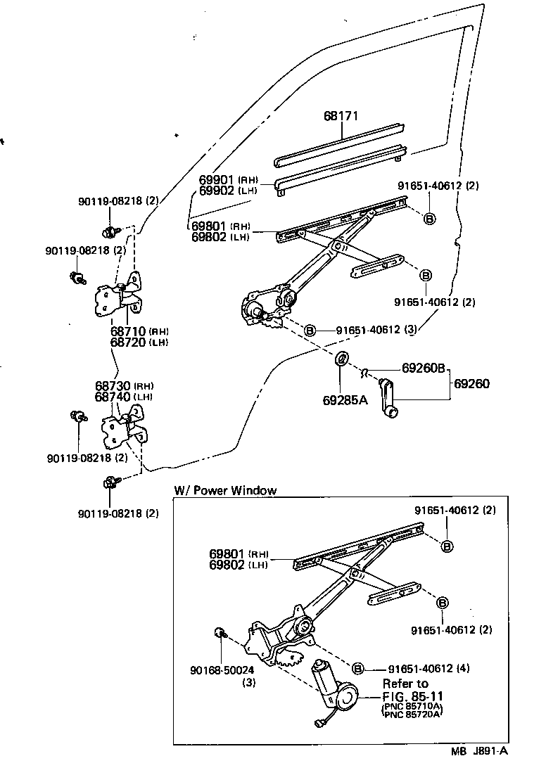 69820-95705 REGULATOR SUB-ASSY, FRONT DOOR WINDOW, LH product image