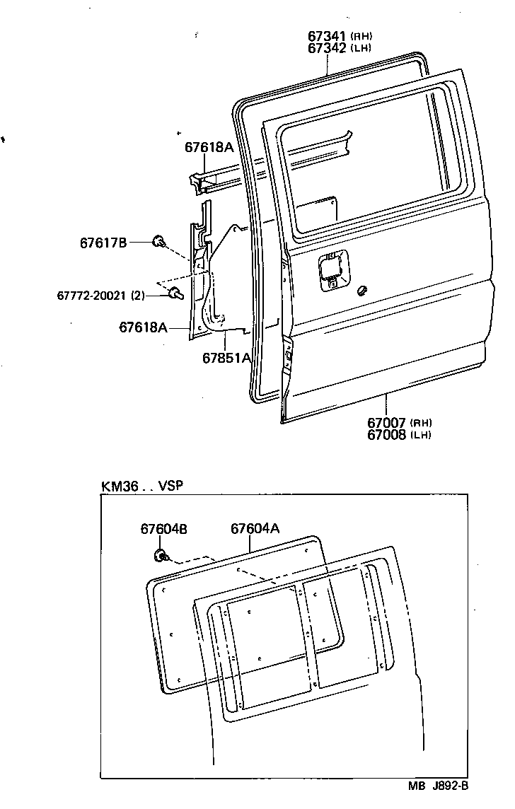 67004-95745 PANEL SUB-ASSY, SLIDE DOOR, LH product image