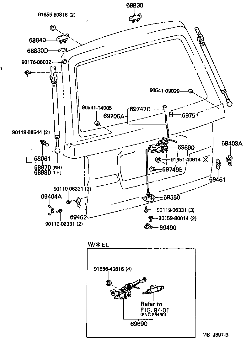 68950-29435 STAY ASSY, BACK DOOR, RH product image