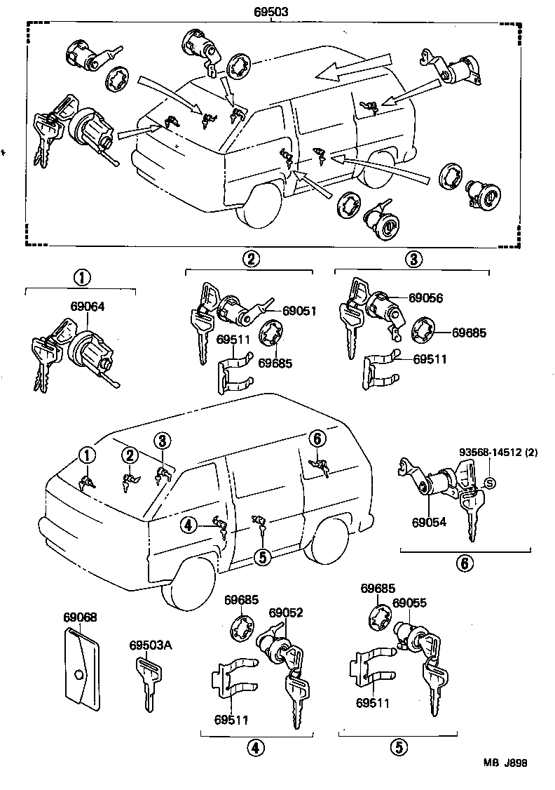 69057-95717 CYLINDER & KEY SET, IGNITION SWITCH LOCK product image