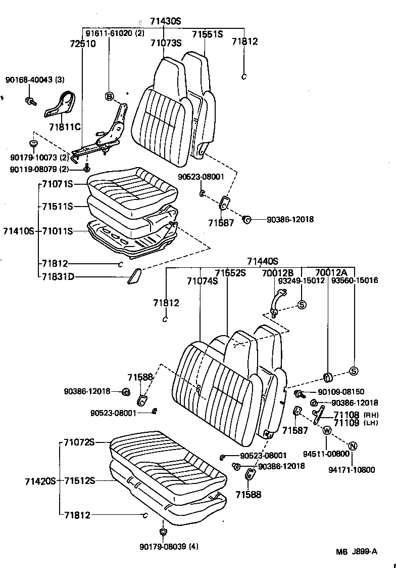71033-95701 PAD, CENTER SEAT BACK product image