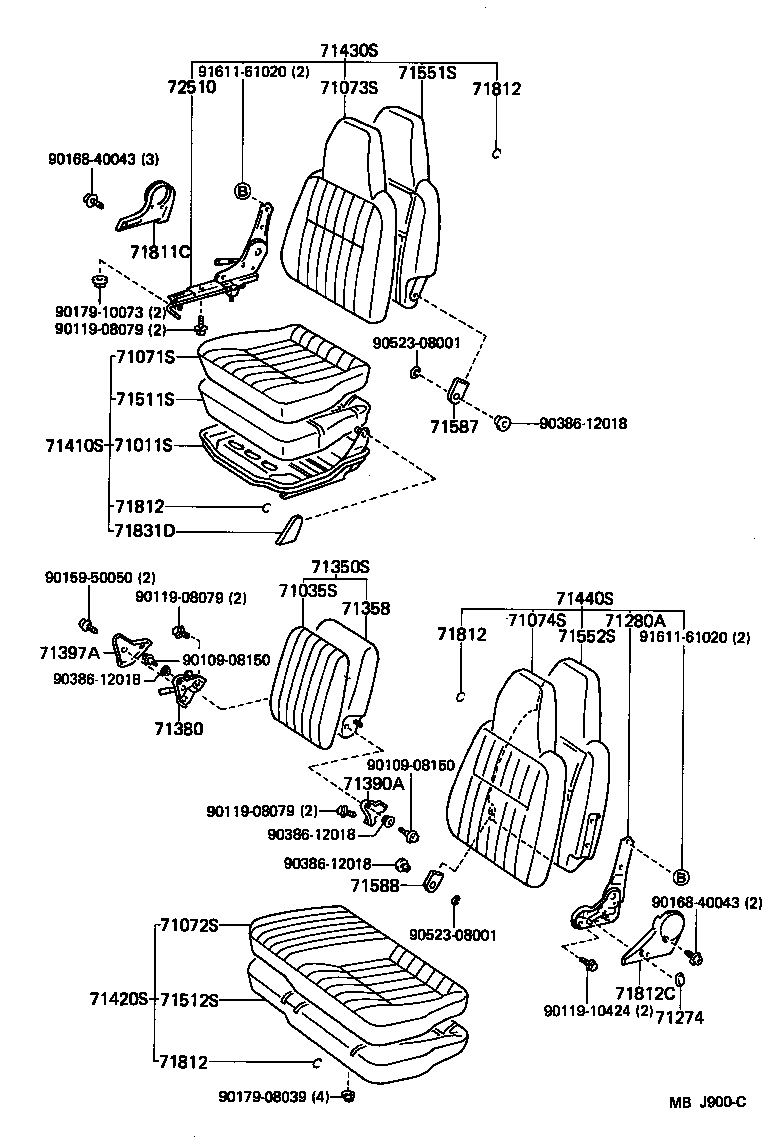 71033-95701 PAD, CENTER SEAT BACK product image