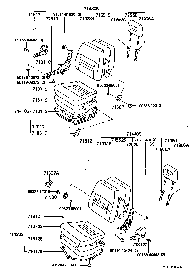 71033-95701 PAD, CENTER SEAT BACK product image