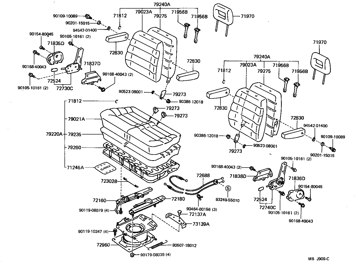79260-95708 SPRING ASSY, NO.2 SEAT CUSHION product image