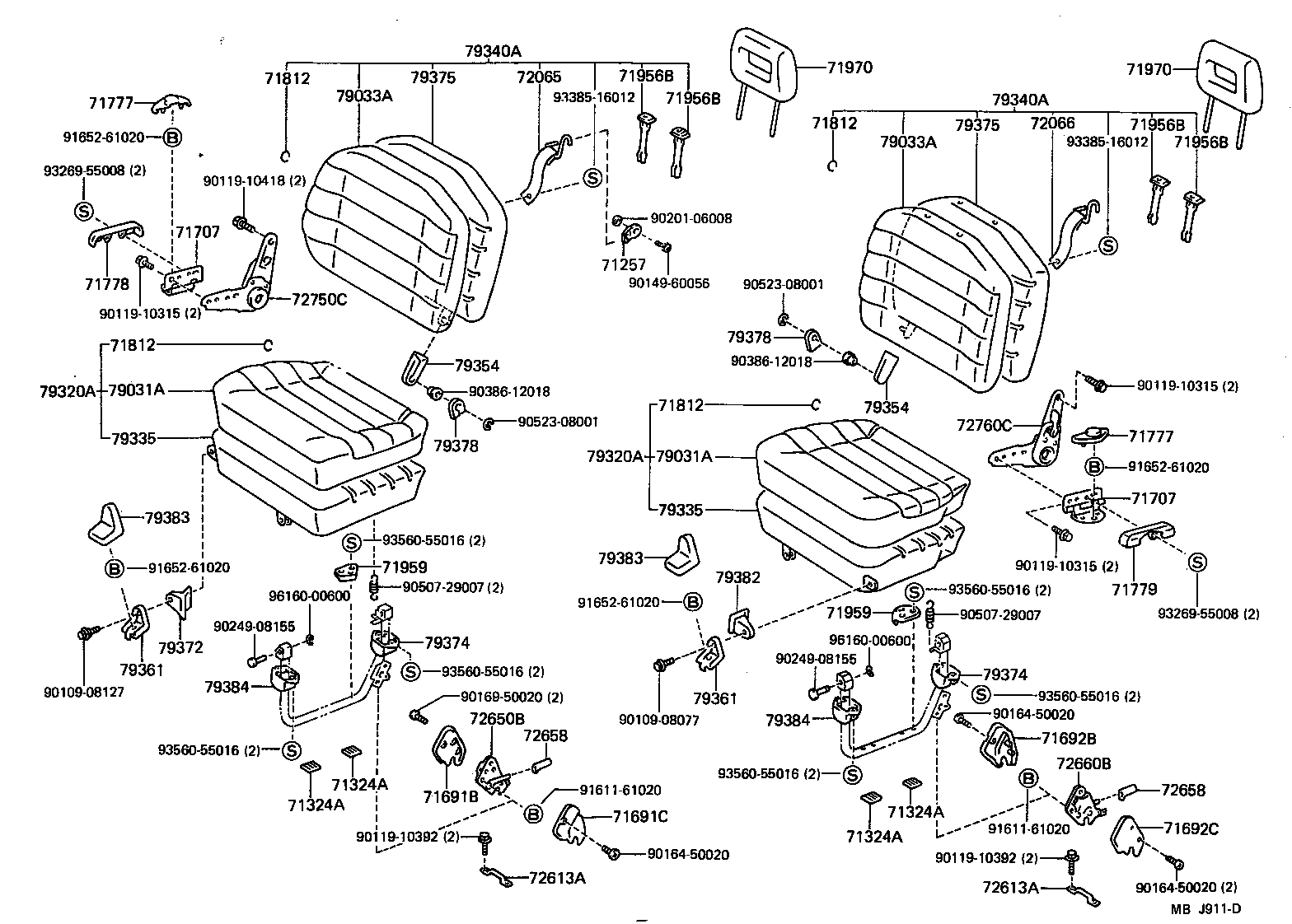 79260-95708 SPRING ASSY, NO.2 SEAT CUSHION product image