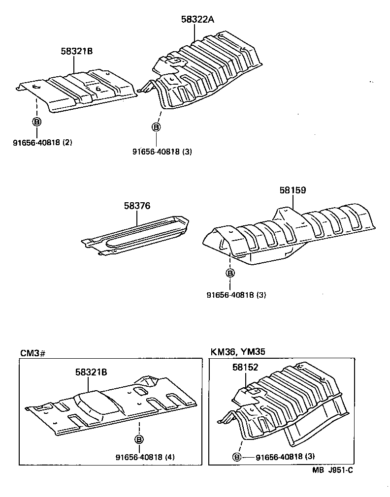 58321-95704 INSULATOR, REAR FLOOR HEAT, NO.1 product image