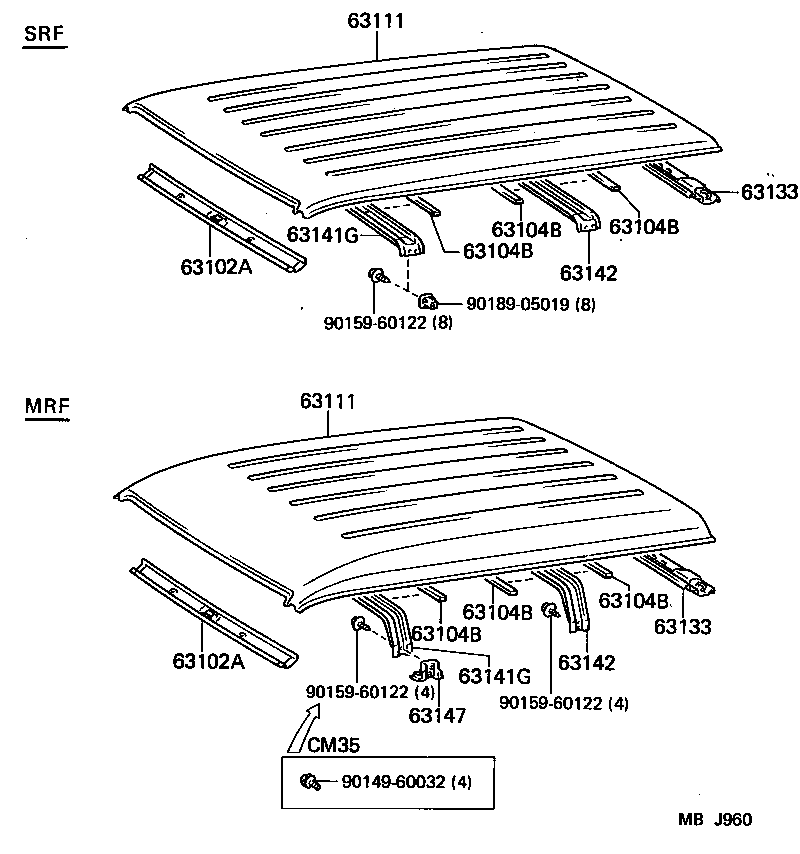 63142-95705 REINFORCEMENT, ROOF PANEL, NO.2 product image