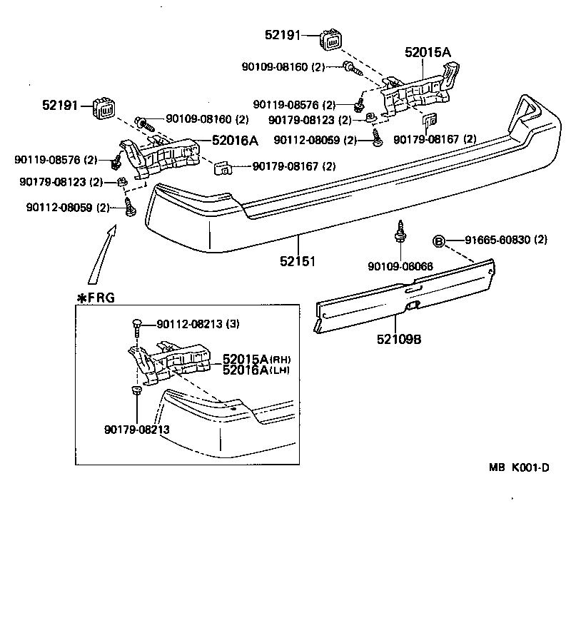52016-95700 ARM SUB-ASSY, REAR BUMPER, LH product image