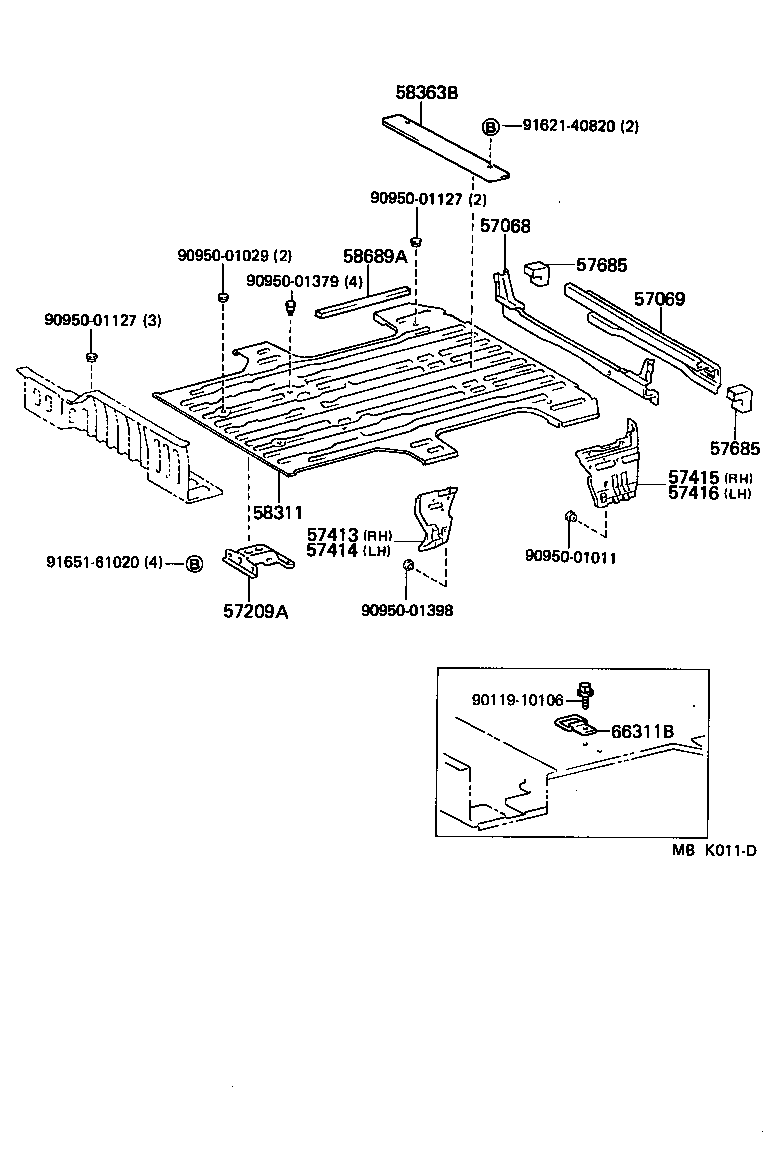 57023-95901 MEMBER SUB-ASSY, REAR SIDE, LH product image