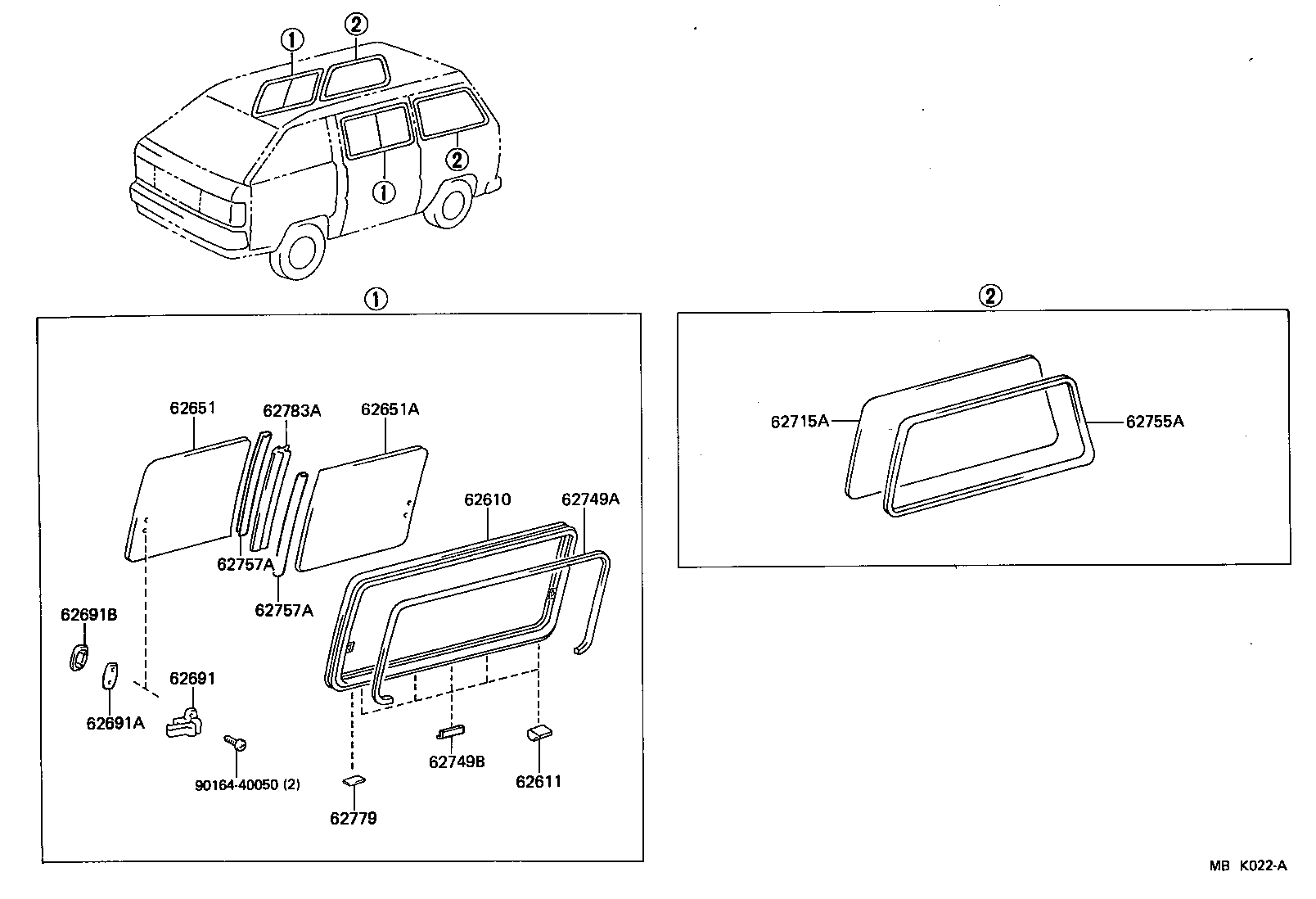 62735-95709 GLASS, SIDE WINDOW, NO.1, REAR (FOR SLIDE TYPE) product image