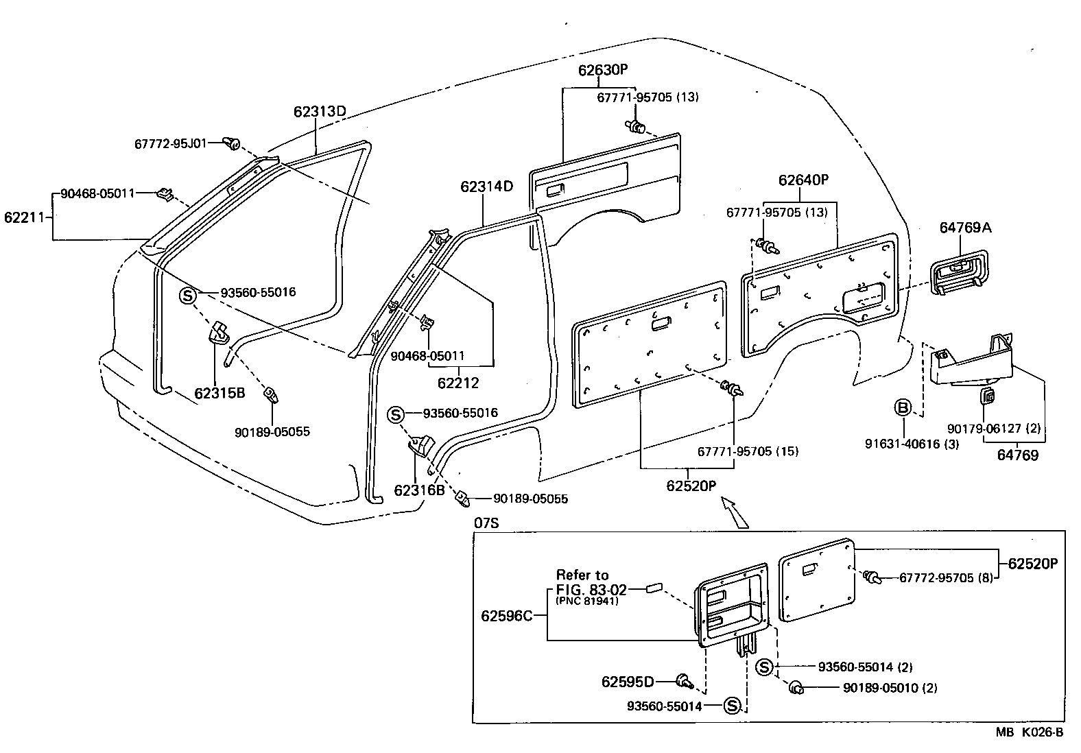 90467-06014-23 CLIP, REAR PILLAR SIDE GARNISH product image