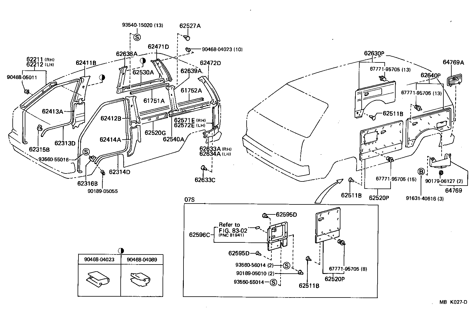 90467-06014-23 CLIP, REAR PILLAR SIDE GARNISH product image
