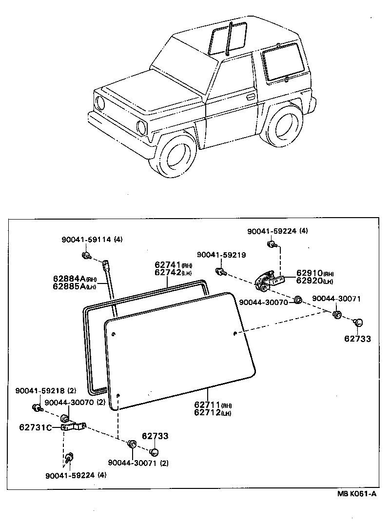 62712-87604 GLASS, QUARTER WINDOW, LH product image
