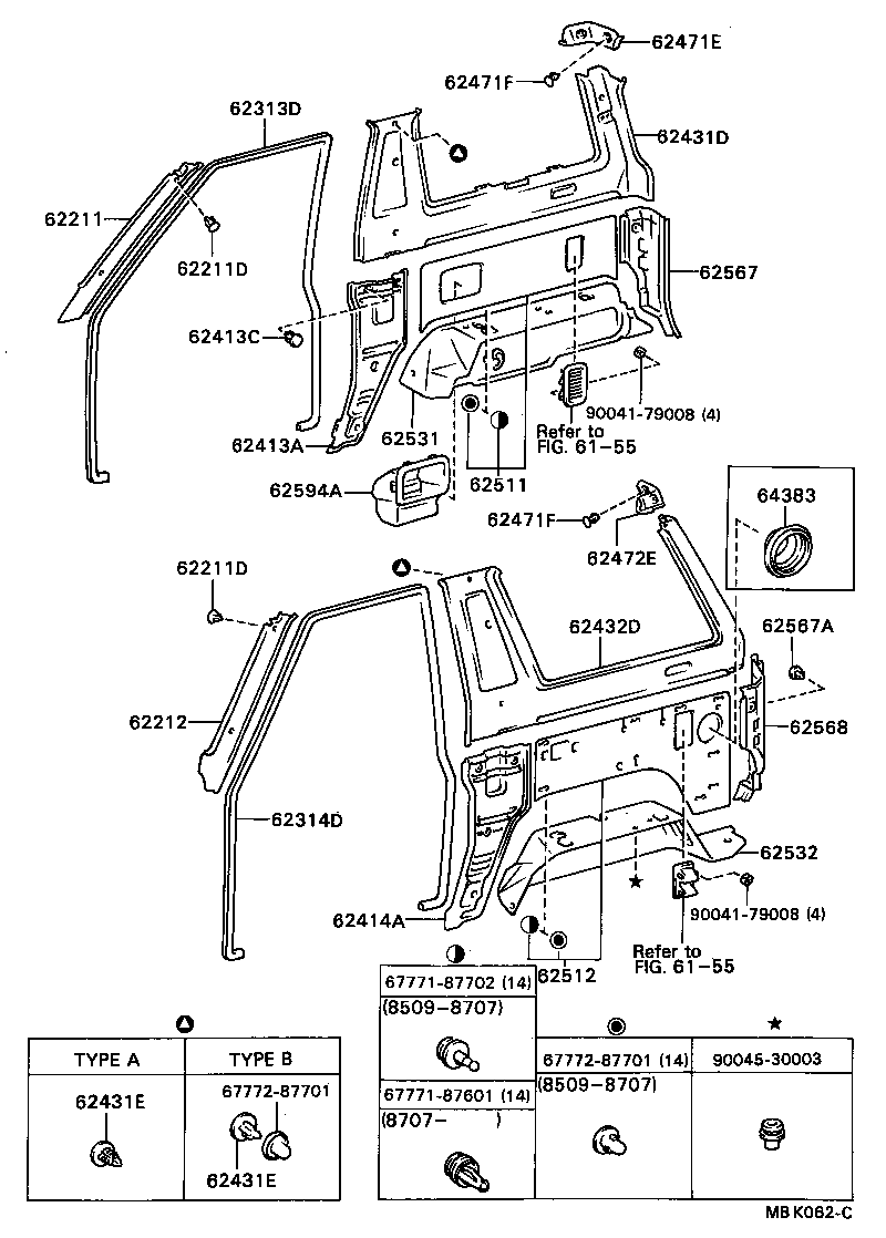 62311-87601 WEATHERSTRIP, FRONT DOOR OPENING TRIM, RH product image