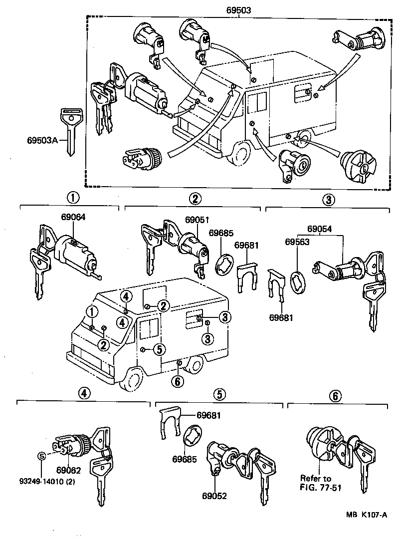 69009-90D00 CYLINDER & KEY SET, BACK DOOR LOCK product image