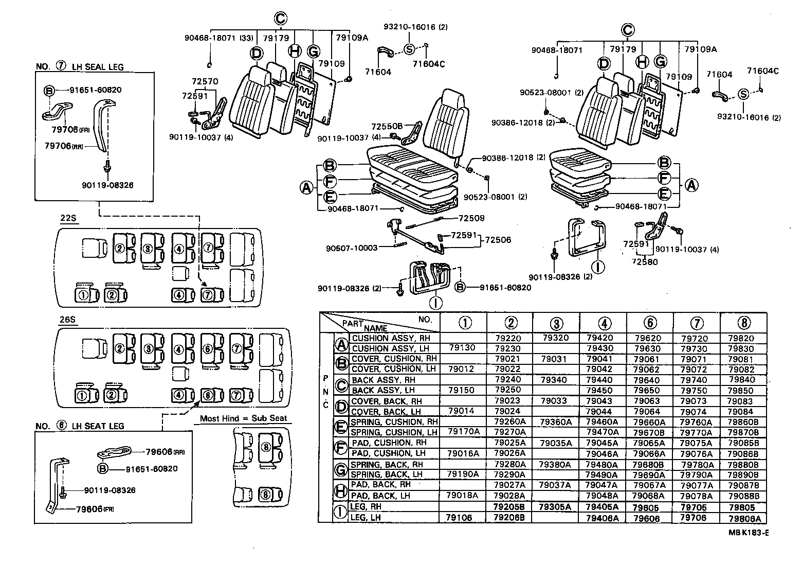 79160-90B01 SPRING ASSY, NO.1 SEAT CUSHION, RH product image