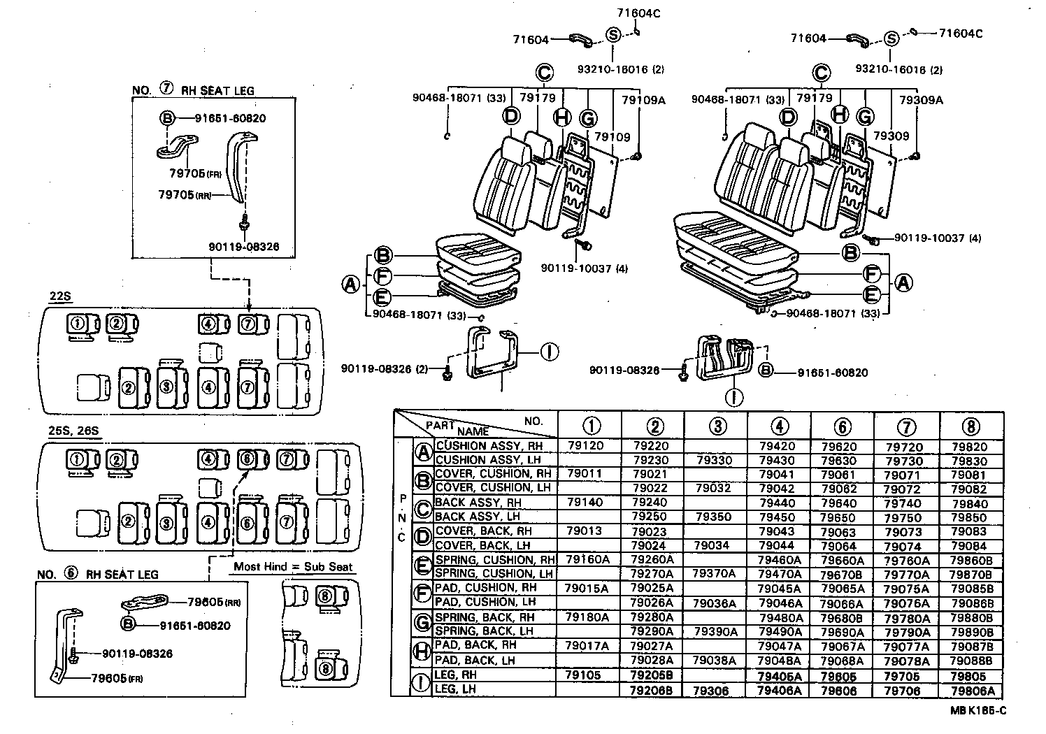 79160-90B01 SPRING ASSY, NO.1 SEAT CUSHION, RH product image