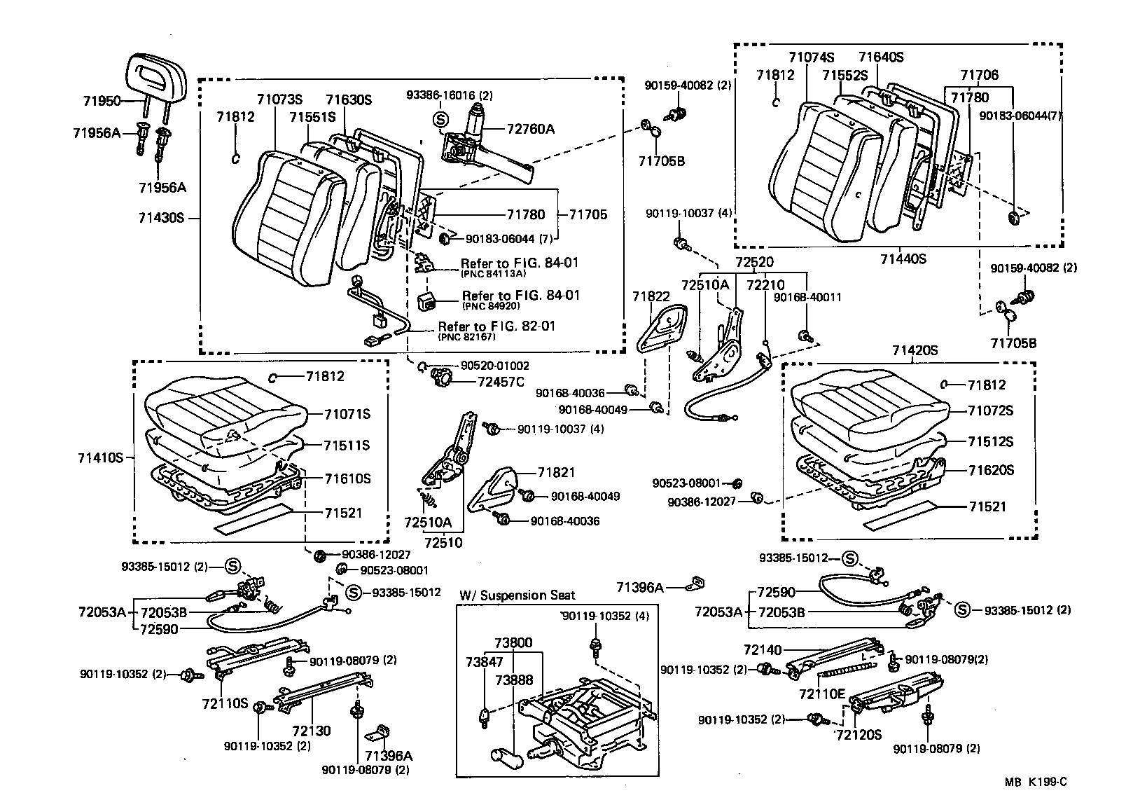 71013-90K02 SPRING ASSY, FRONT SEAT BACK, RH(FOR SEPARATE TYPE) product image