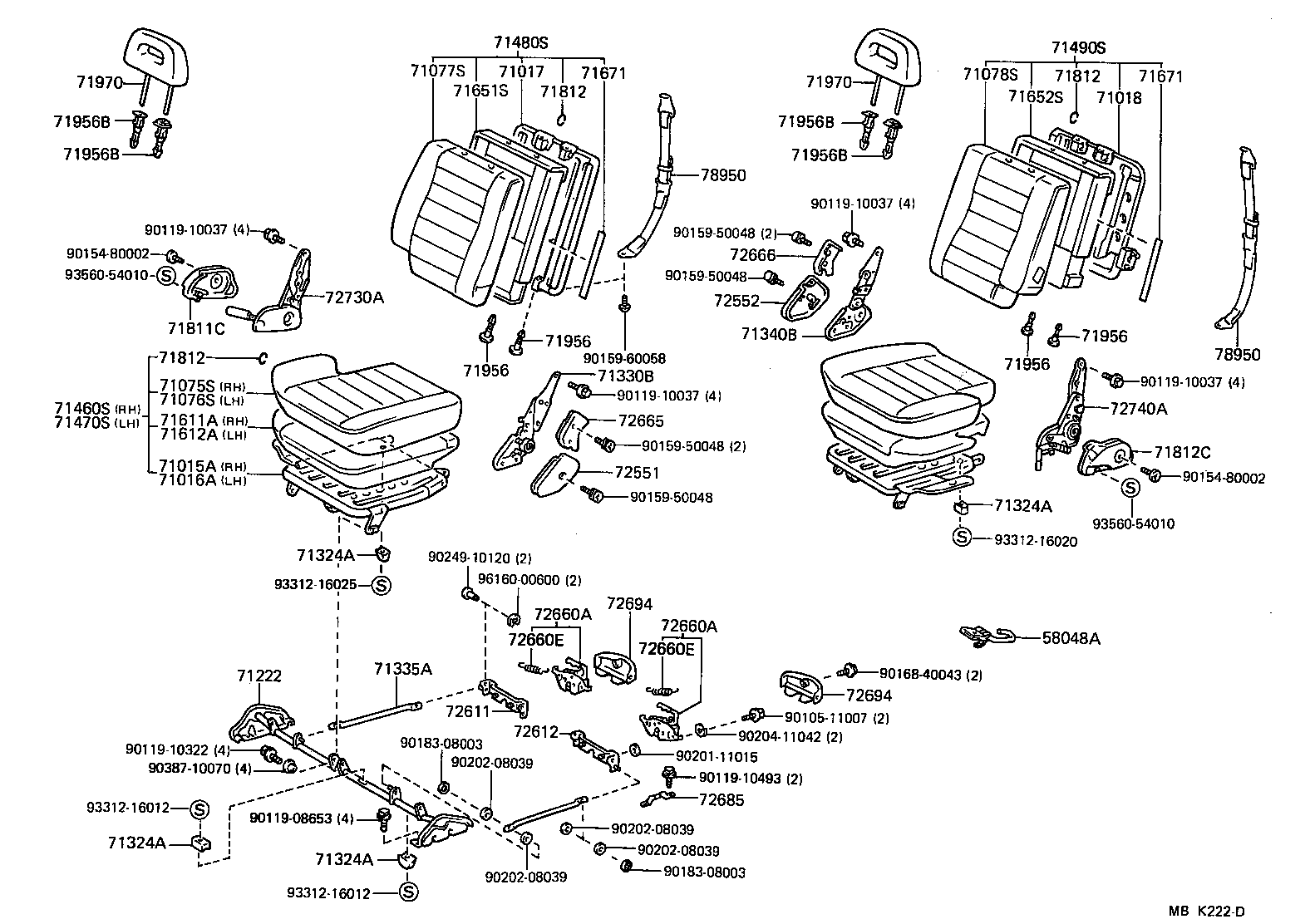 71013-90K02 SPRING ASSY, FRONT SEAT BACK, RH(FOR SEPARATE TYPE) product image