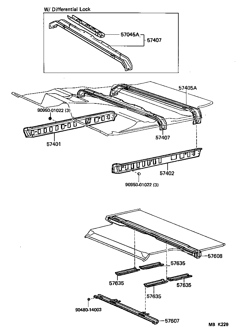 57407-90A19 CROSS MEMBER SUB-ASSY, CENTER FLOOR, NO.1 product image