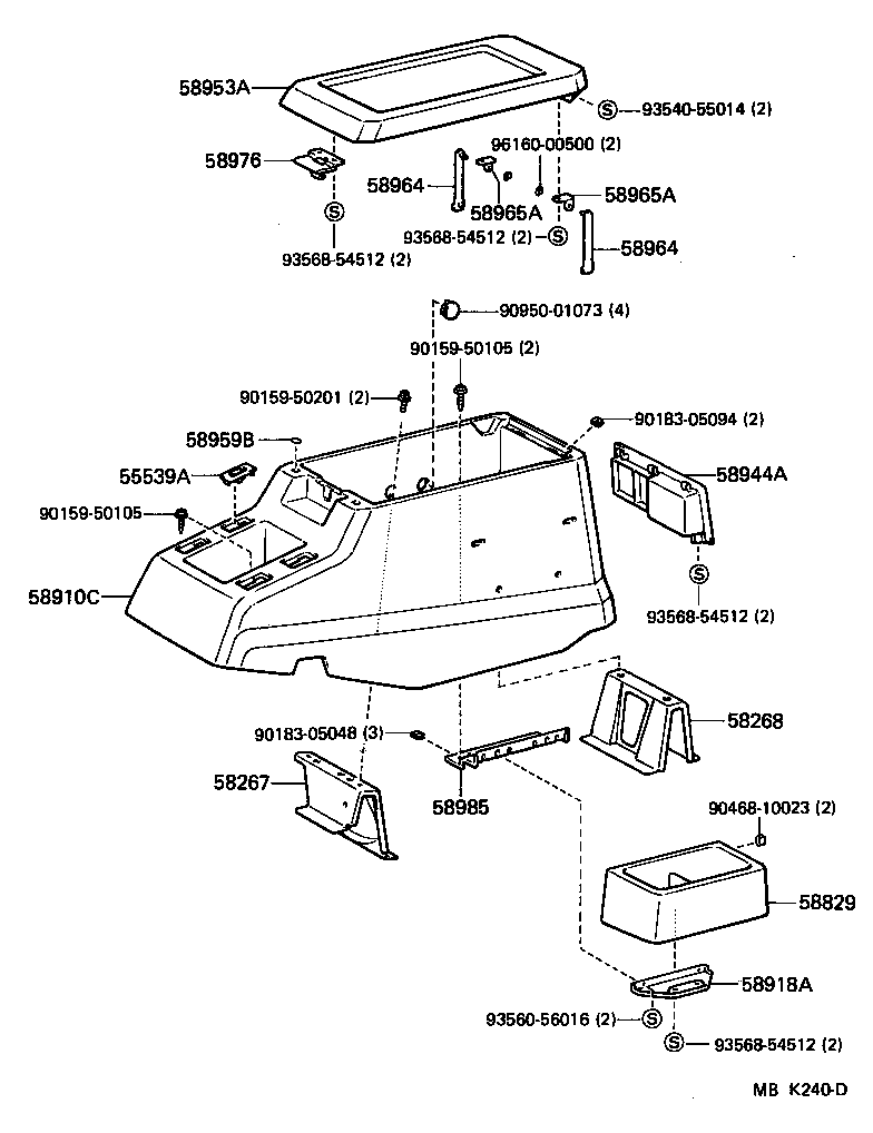 58997-90A02 BRACKET, CONSOLE BOX SUPPORT, REAR product image