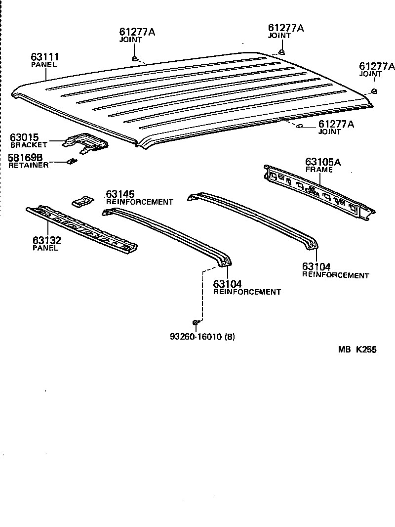 63147-90A02 BRACKET, ROOF PANEL REINFORCEMENT product image