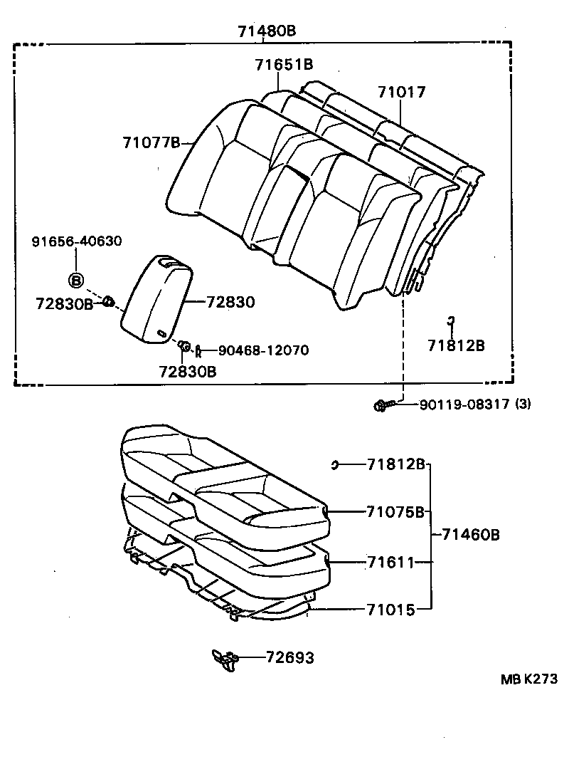 71015-20180 FRAME SUB-ASSY, REAR SEAT CUSHION product image