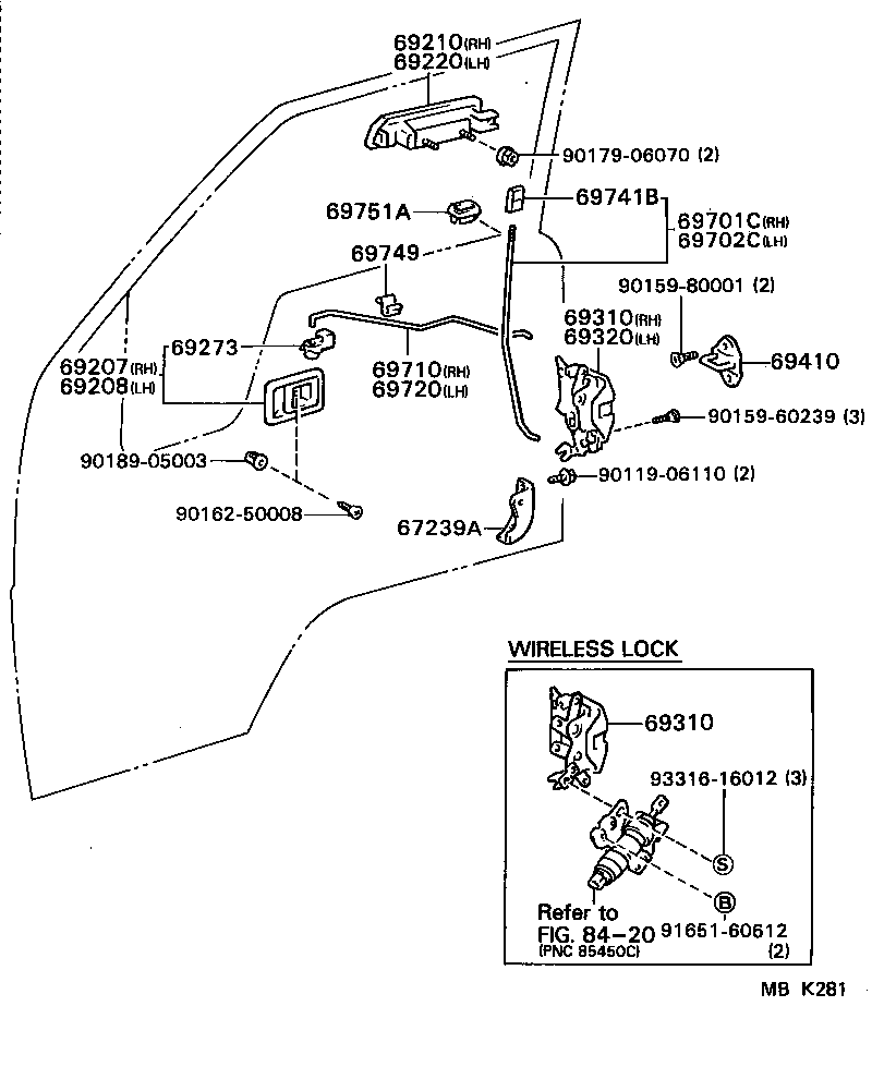 69280-95401-03 HANDLE SUB-ASSY, FRONT DOOR INSIDE, LH product image