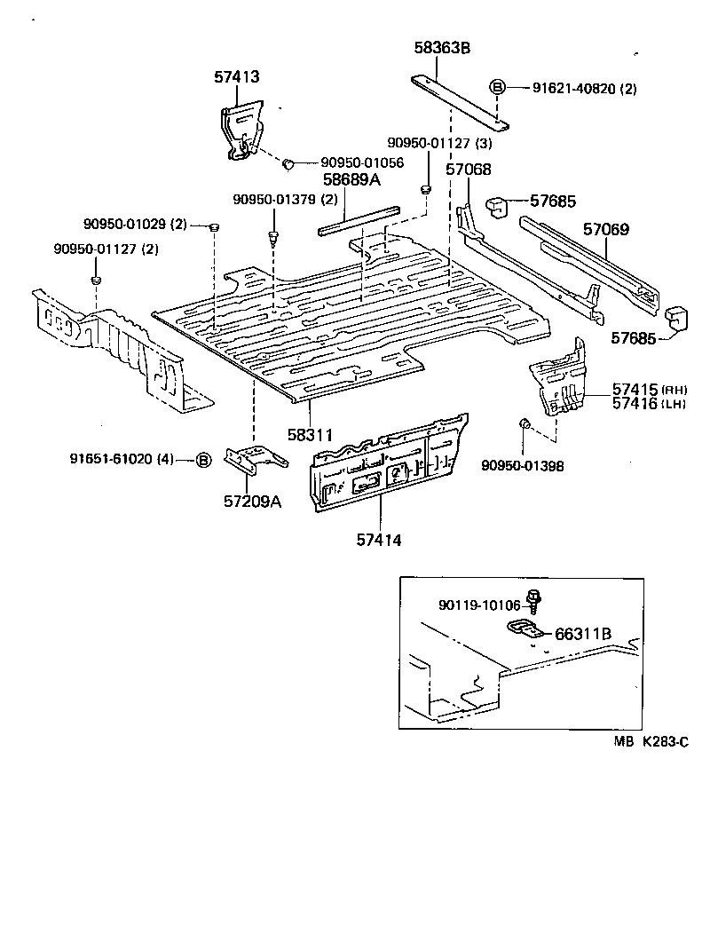 57023-95901 MEMBER SUB-ASSY, REAR SIDE, LH product image
