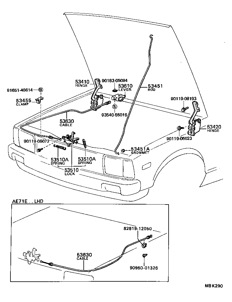 53630-12110 CABLE ASSY, HOOD LOCK CONTROL product image