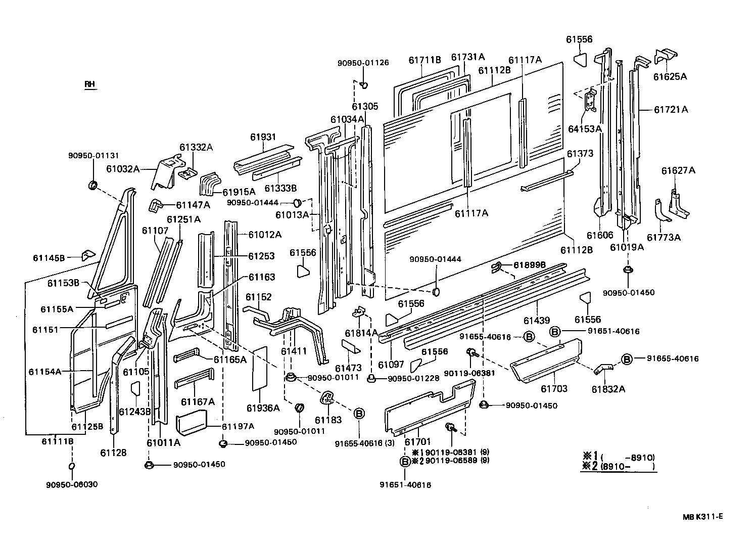 61014-36010 PILLAR SUB-ASSY, NO.5 RH product image