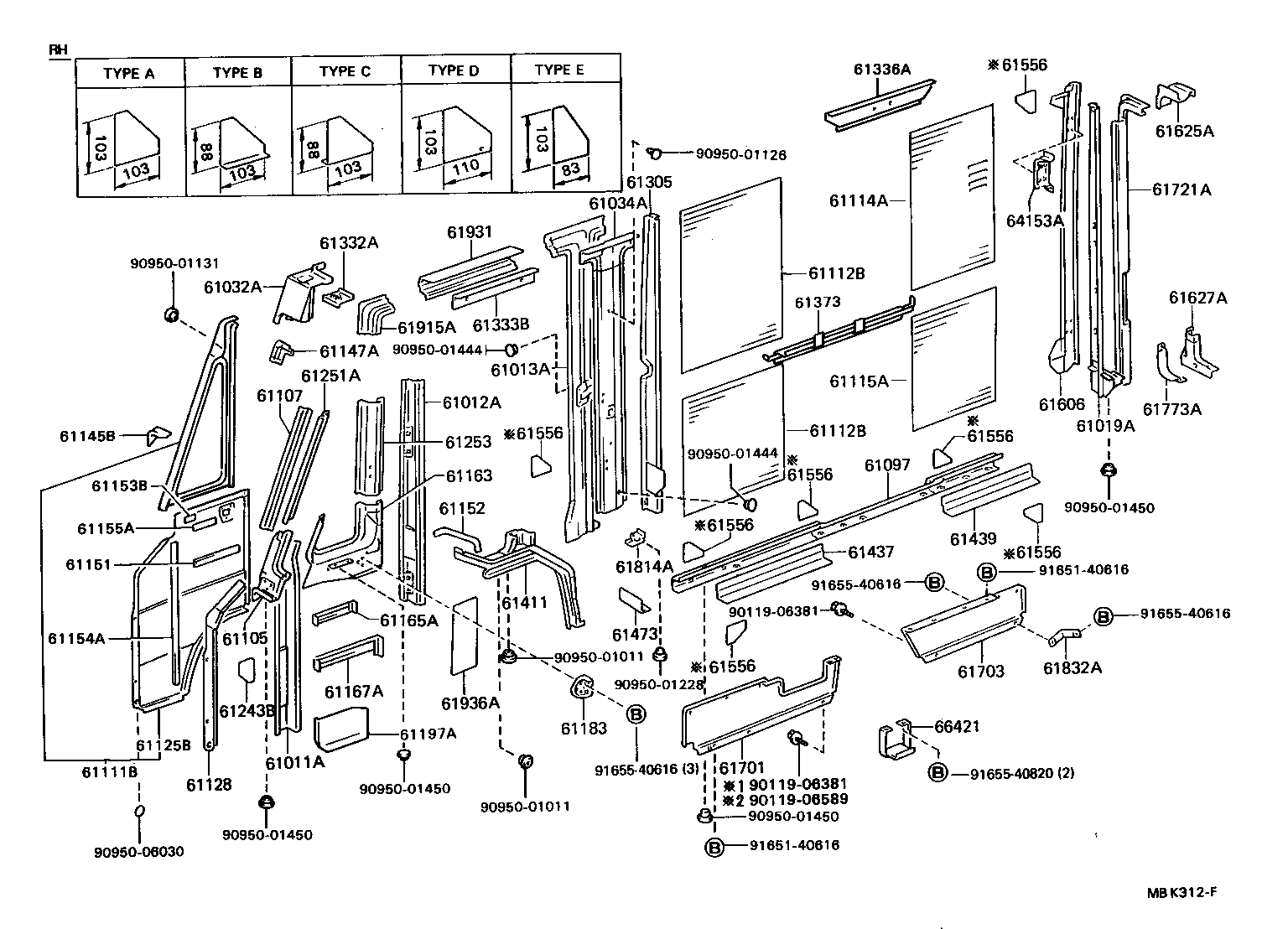 61014-36010 PILLAR SUB-ASSY, NO.5 RH product image