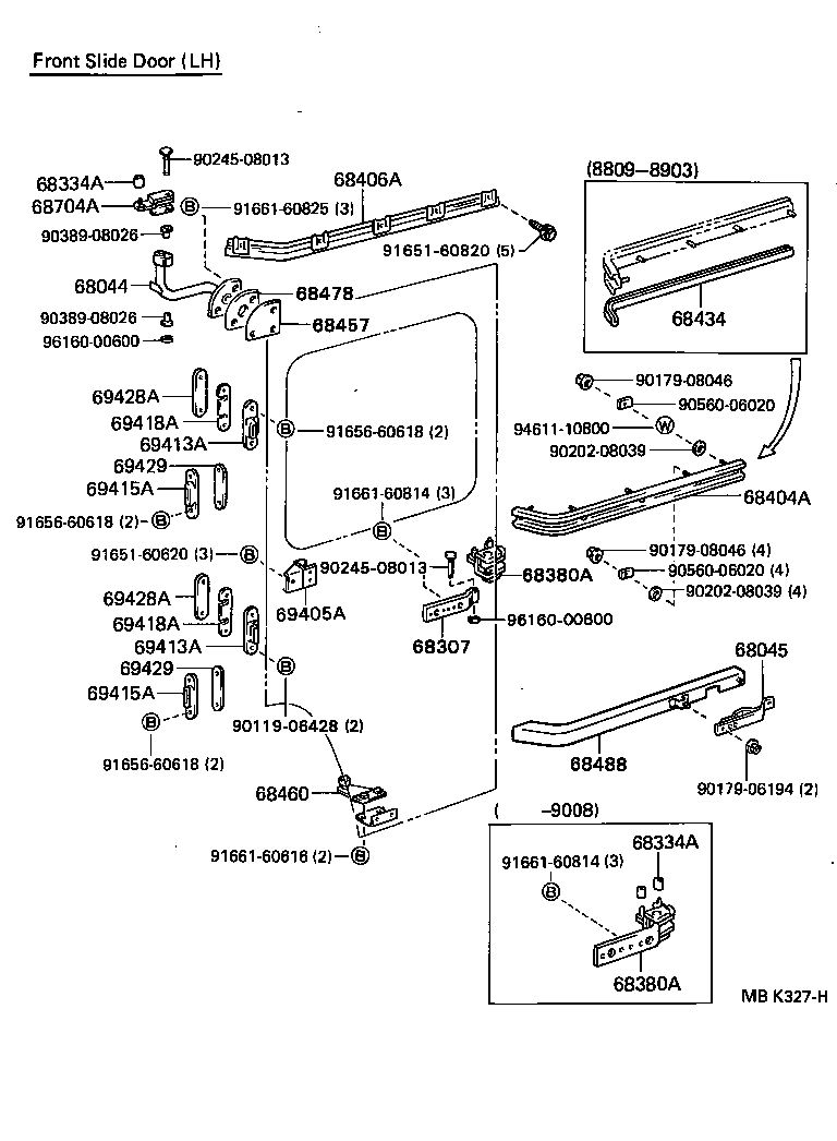 68403-90F01 RAIL SUB-ASSY, FRONT SLIDE DOOR, CENTER RH product image