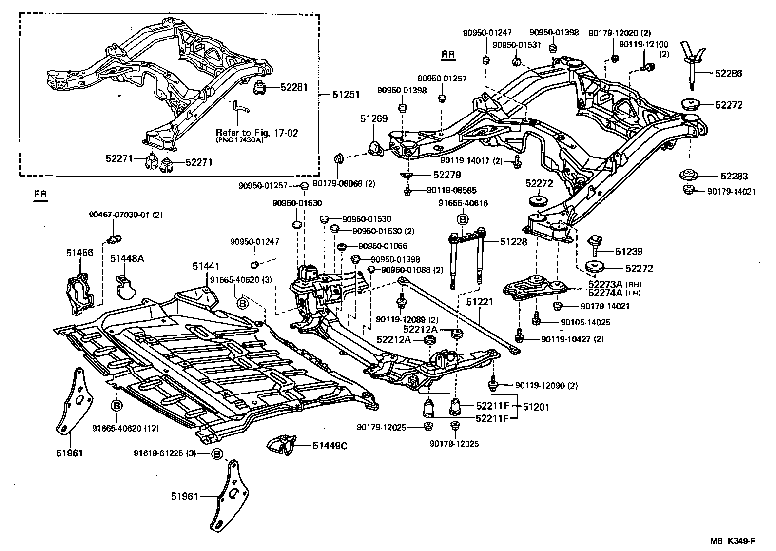 Toyota 52203-14010 STOPPER, REAR SUSPENSION MEMBER, LOWER RH