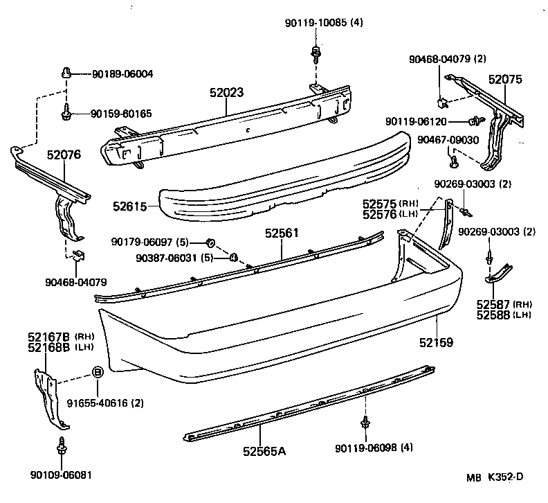 52159-14904 COVER, REAR BUMPER product image