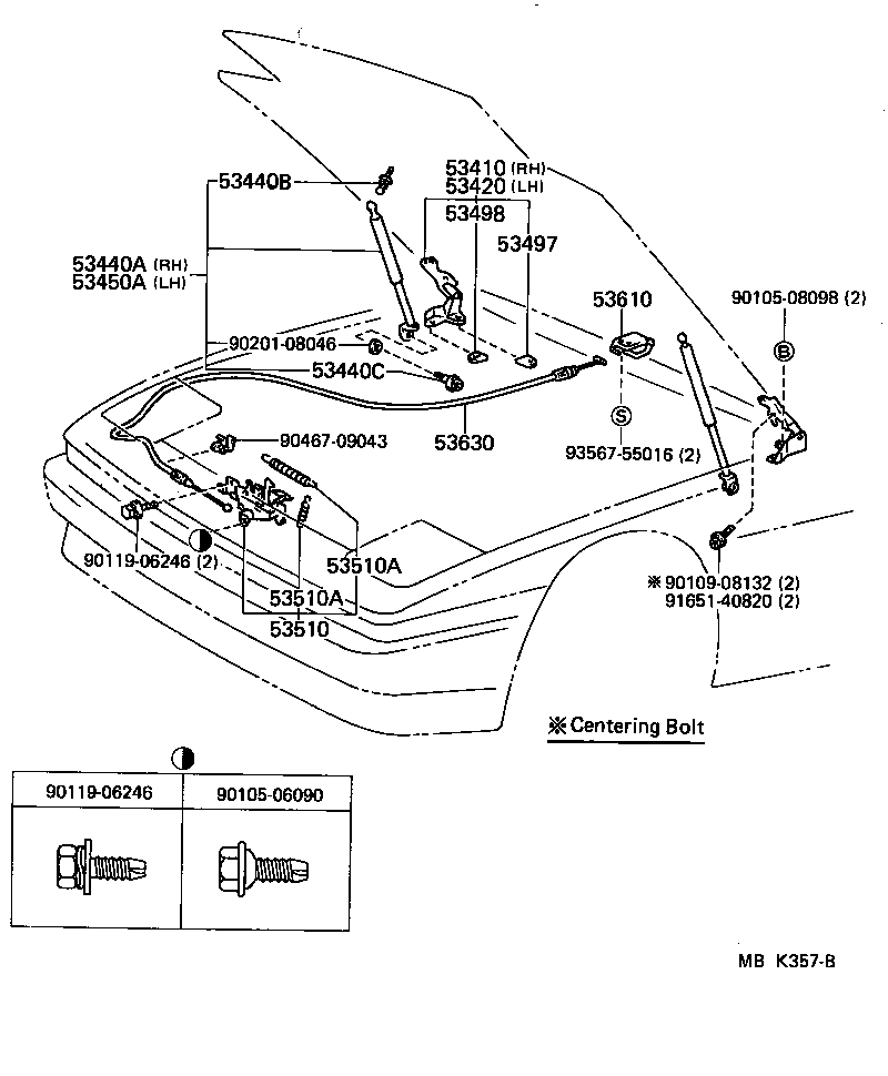 53630-14280 CABLE ASSY, HOOD LOCK CONTROL product image