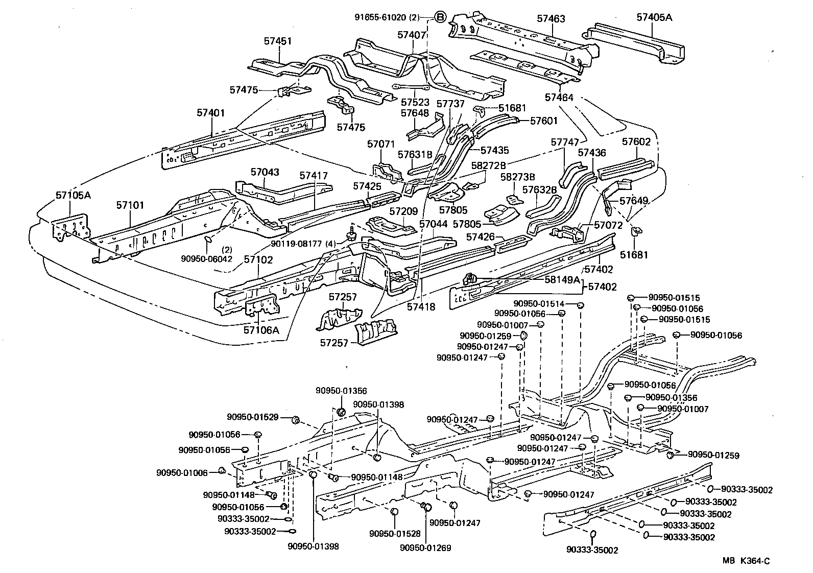 Toyota 57043-14010 REINFORCEMENT SUB-ASSY, FRONT SIDE MEMBER, REAR RH