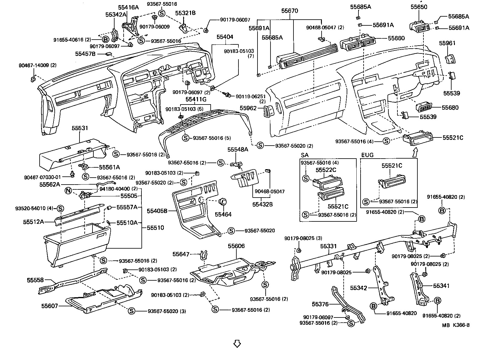 55307-14130 BRACE, INSTRUMENT PANEL, NO.2 product image