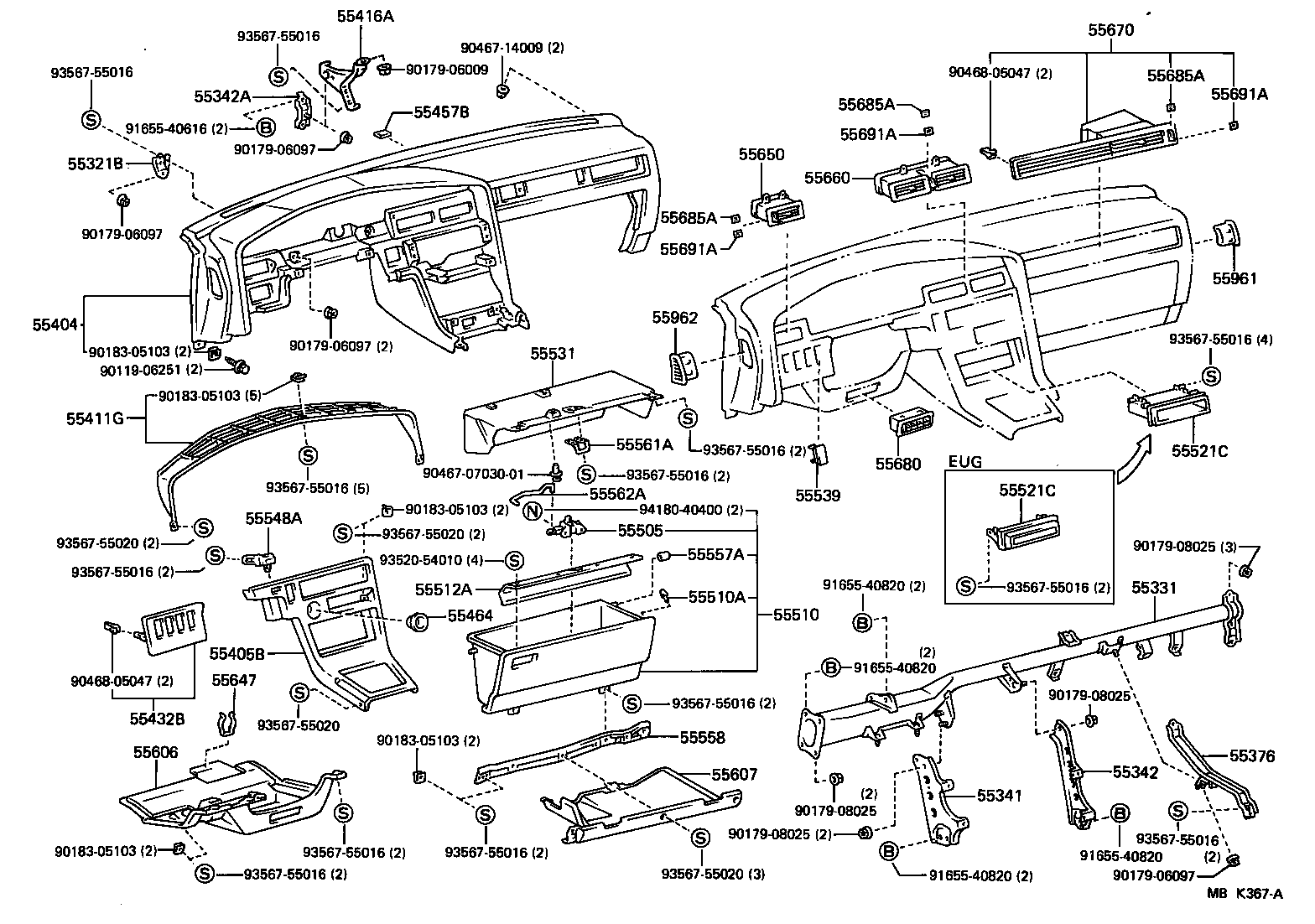 55307-14130 BRACE, INSTRUMENT PANEL, NO.2 product image