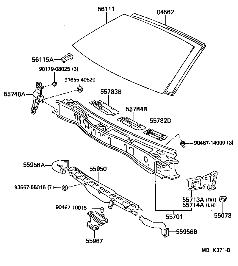 Toyota 55783-14120 LOUVER, COWL TOP VENTILATOR, CENTER NO.1