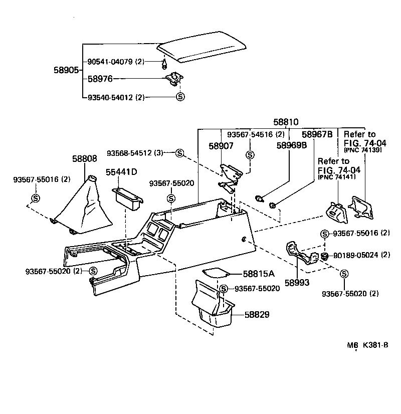 Toyota 58815-14040 CARPET, CONSOLE BOX