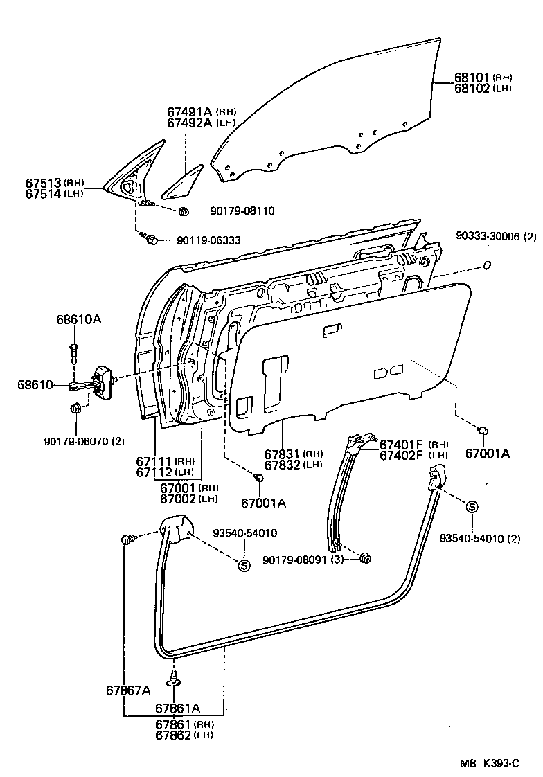 Toyota 67650-14460-04 BOARD SUB-ASSY, FRONT DOOR TRIM, RH