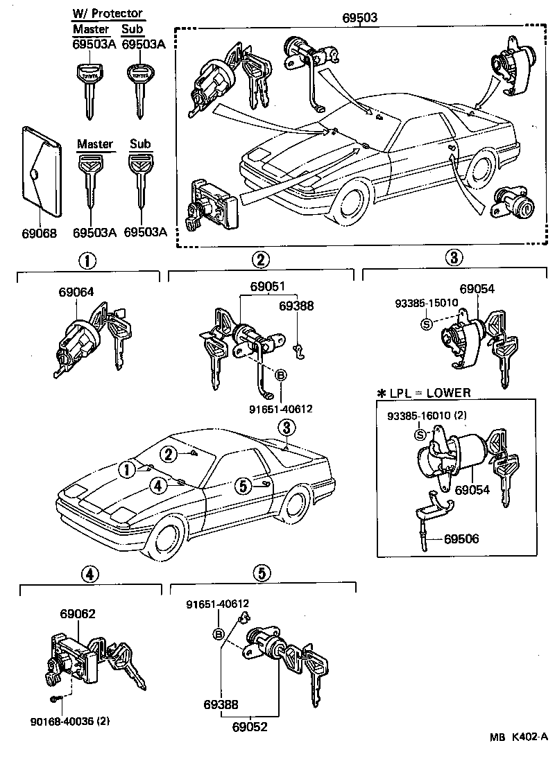 69055-14280 CYLINDER & KEY SET, BACK DOOR LOCK product image