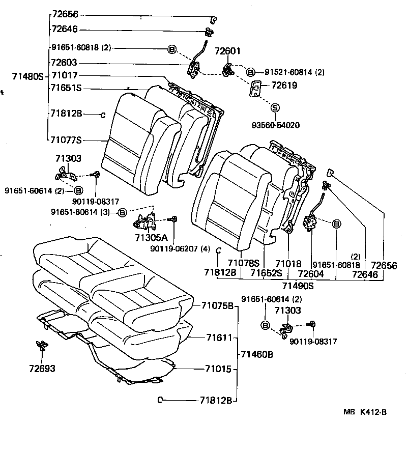 Toyota 71017-14270 FRAME SUB-ASSY, REAR SEAT BACK, RH