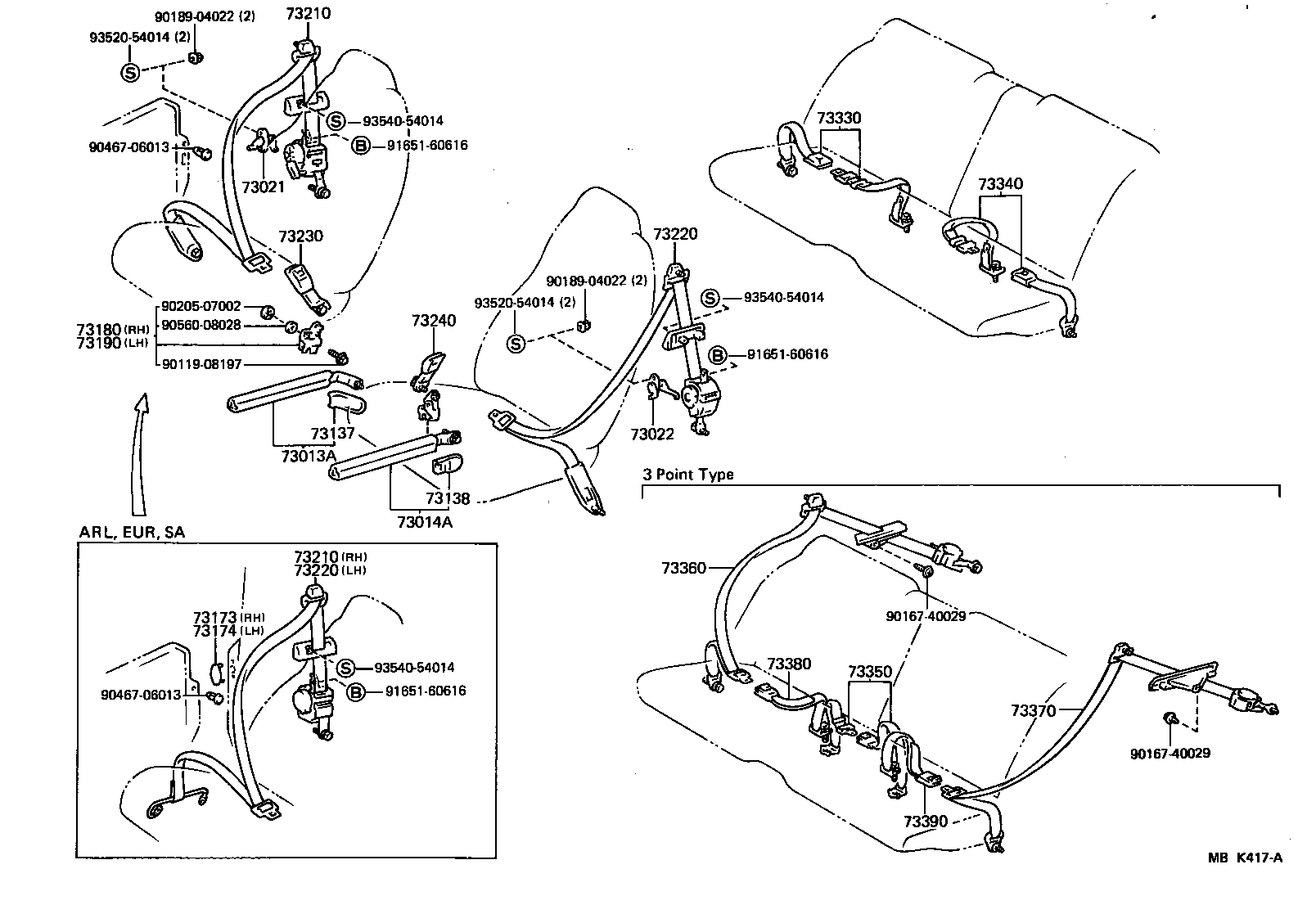 73012-14020 BRACKET ASSY, SEAT BELT INNER ANCHOR, LH product image