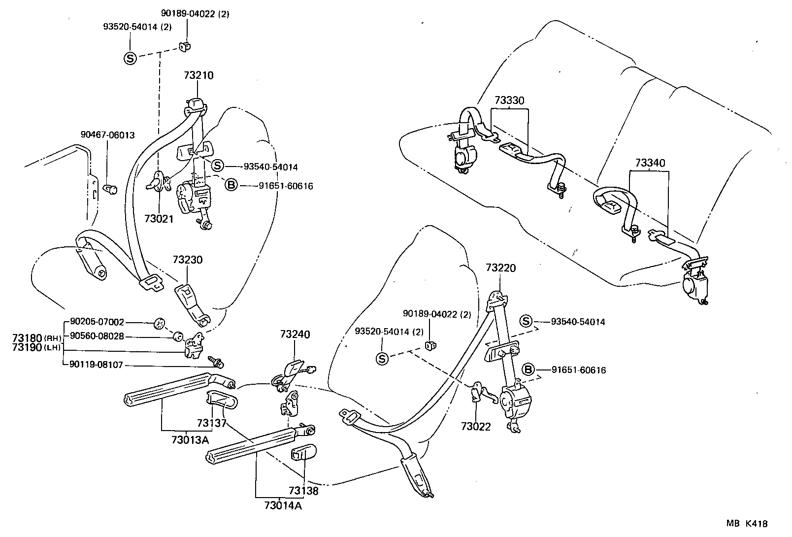 73240-14121-05 BELT ASSY, FRONT SEAT INNER, LH product image