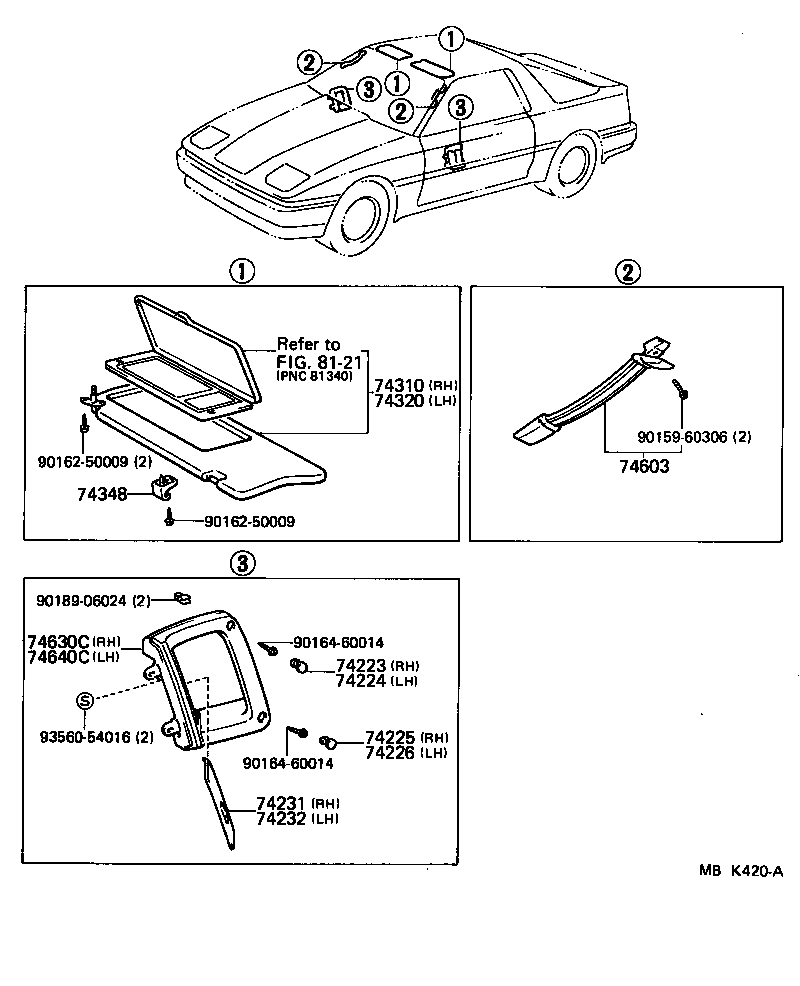 Toyota 74348-20020-14 HOLDER, VISOR