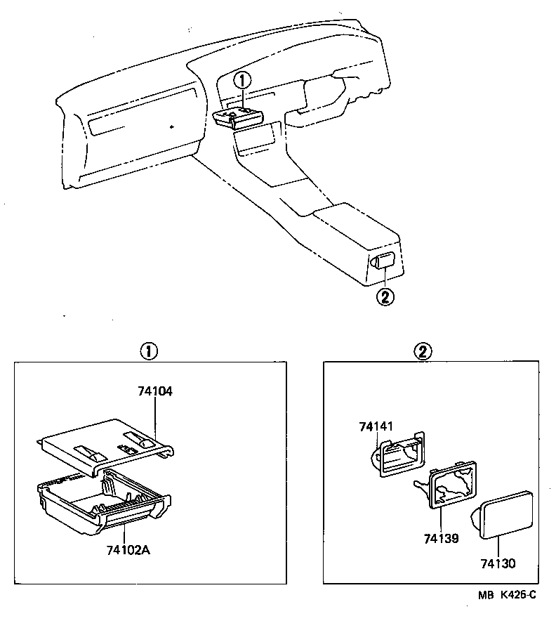 74102-14120 RECEPTACLE ASSY, FRONT ASH product image