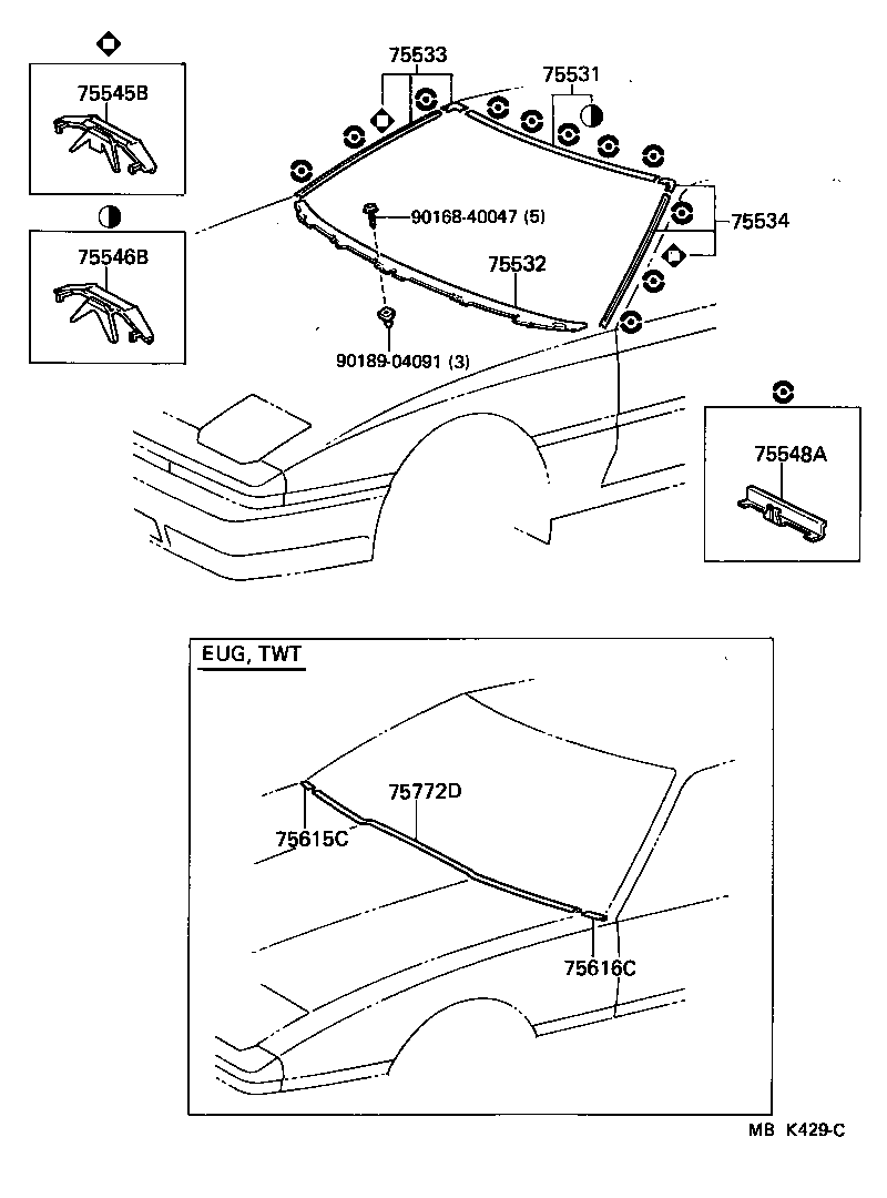 75615-14150 MOULDING, FRONT FENDER, REAR RH product image