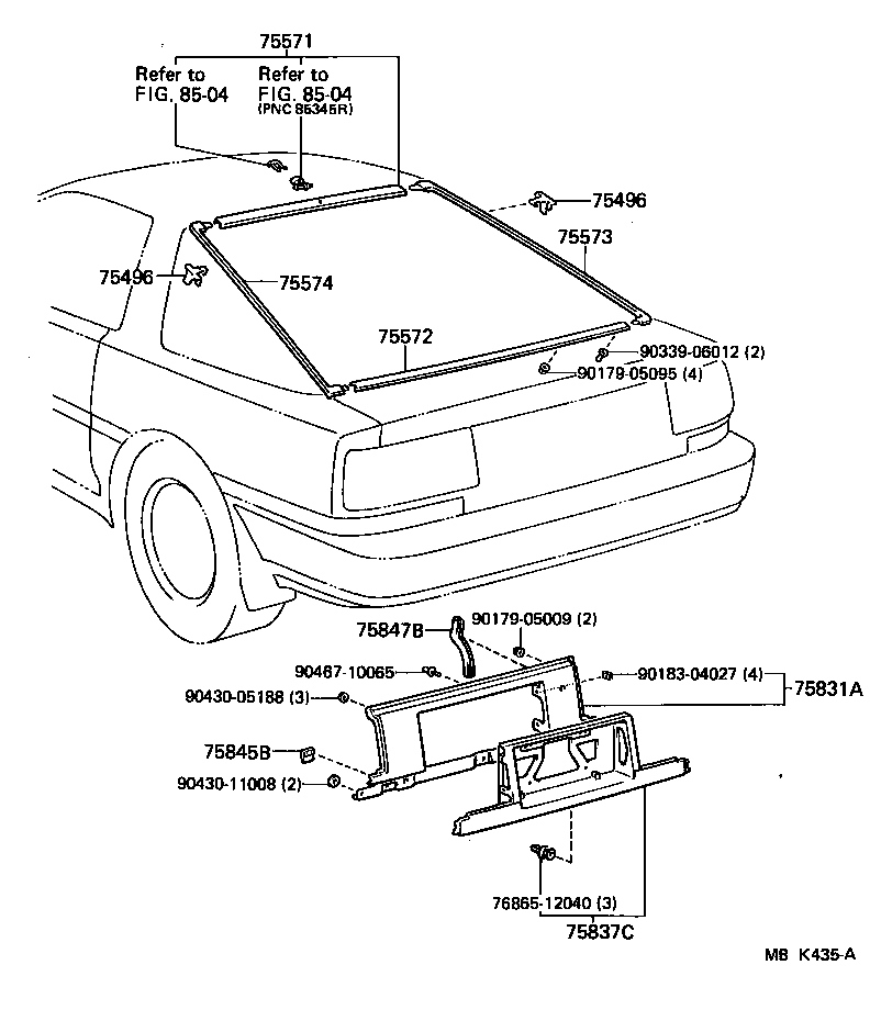 Toyota 75574-14172 MOULDING, BACK WINDOW SIDE, LH